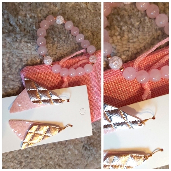 *AUTHENTIC* Pink quart bracelet/ earrings*BEAUTIFUL* - Picture 3 of 3